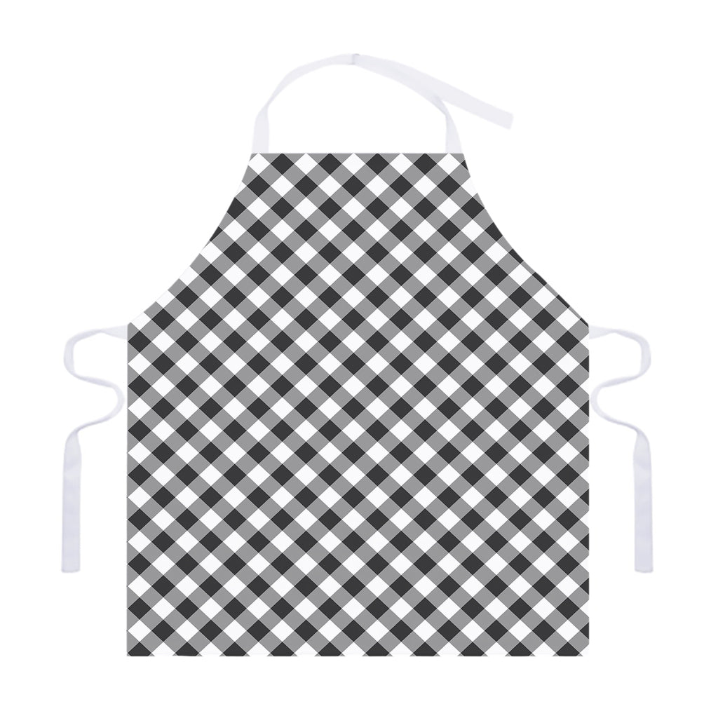 Shadow Grey And White Gingham Print Adjustable Apron