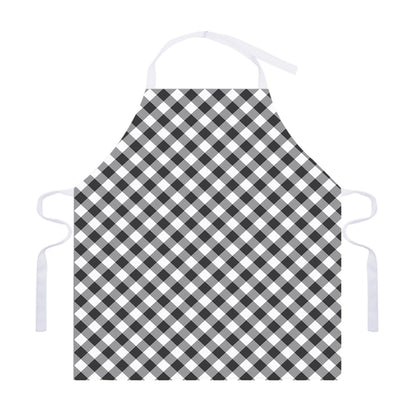Shadow Grey And White Gingham Print Adjustable Apron