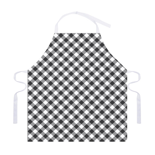 Shadow Grey And White Gingham Print Adjustable Apron