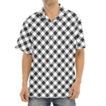 Shadow Grey And White Gingham Print Aloha Shirt