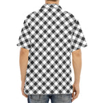 Shadow Grey And White Gingham Print Aloha Shirt