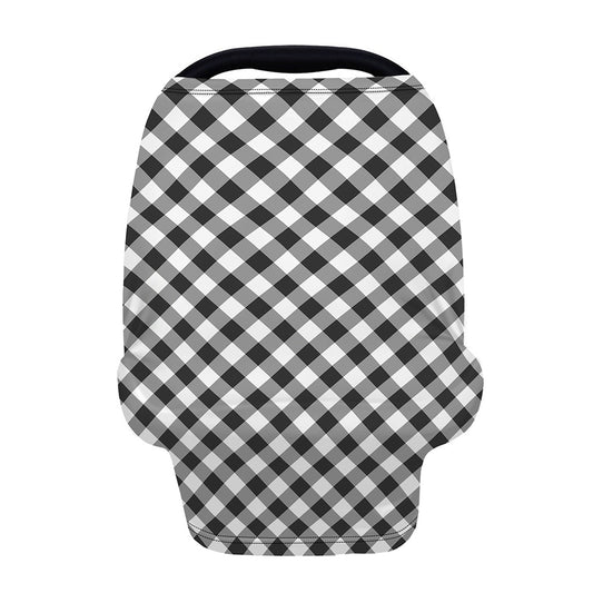 Shadow Grey And White Gingham Print Baby Seat Cover
