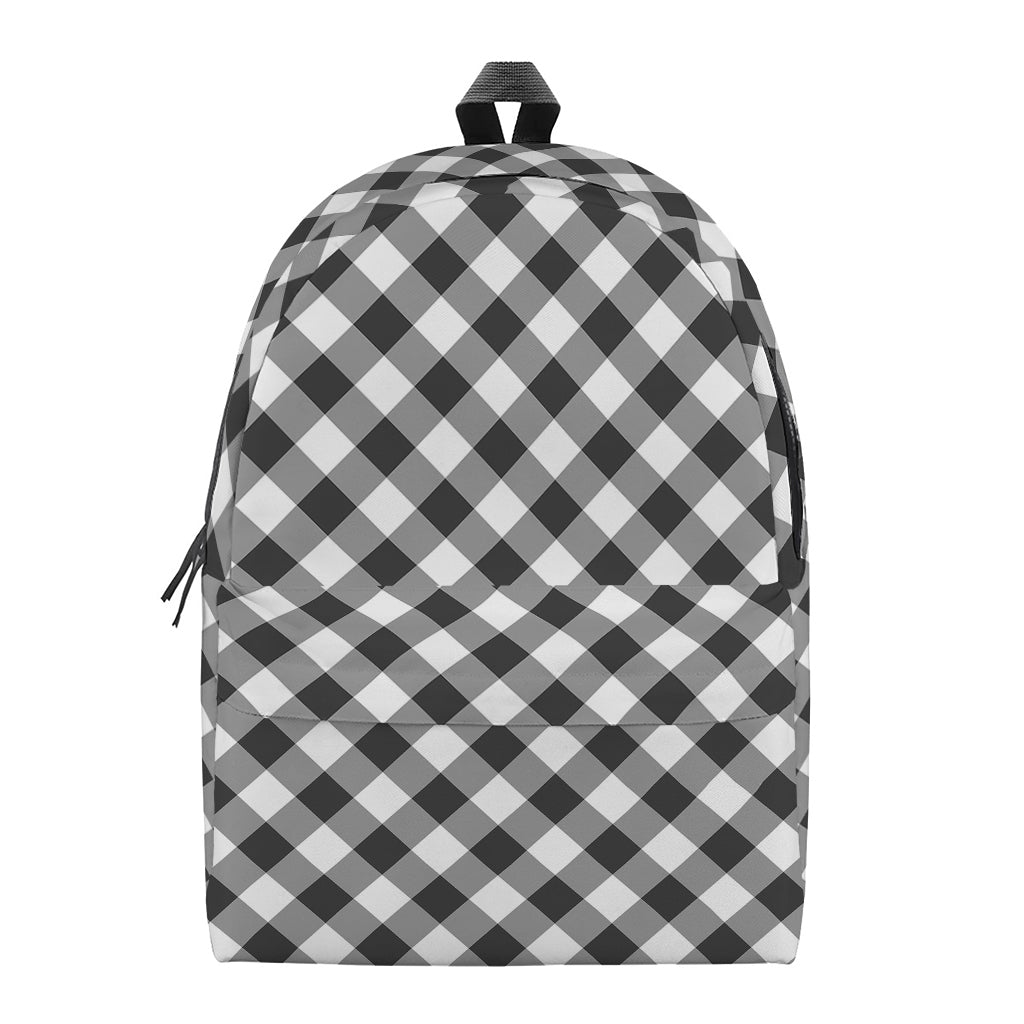 Shadow Grey And White Gingham Print Backpack