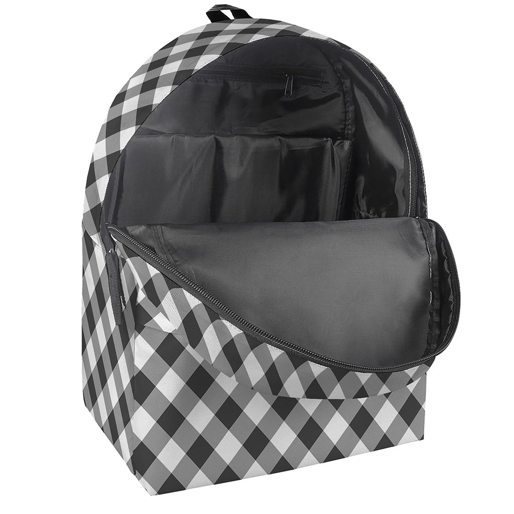 Shadow Grey And White Gingham Print Backpack