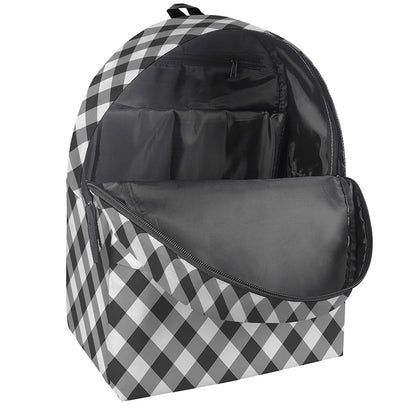 Shadow Grey And White Gingham Print Backpack