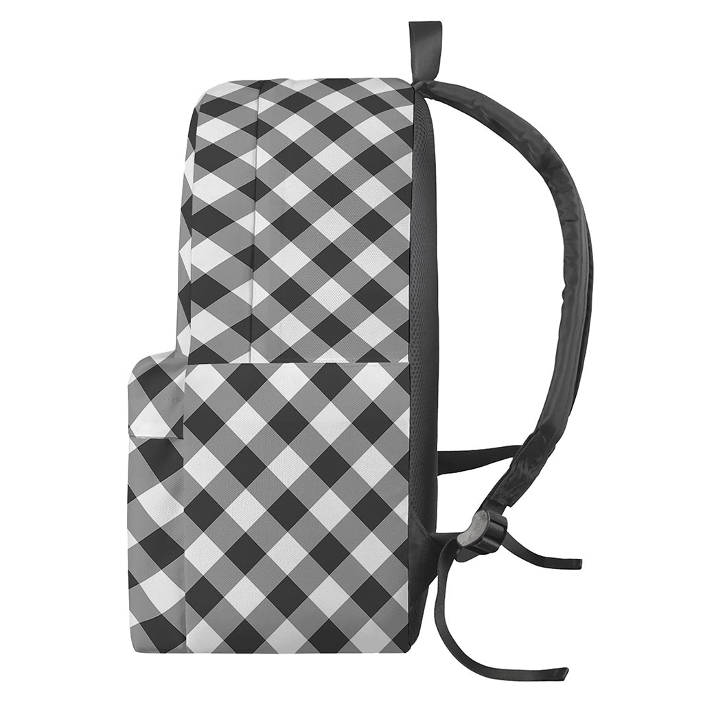 Shadow Grey And White Gingham Print Backpack