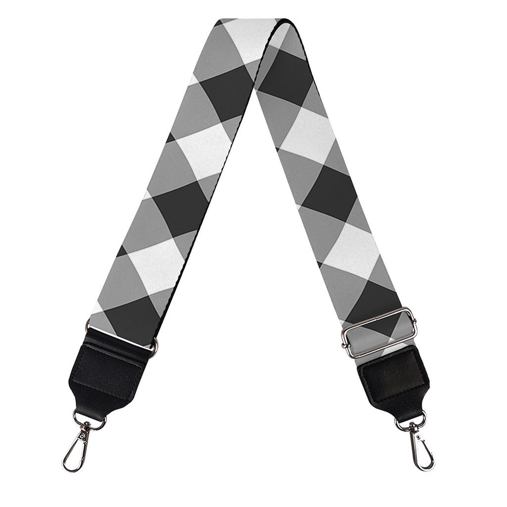 Shadow Grey And White Gingham Print Bag Strap