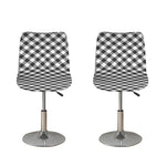 Shadow Grey And White Gingham Print Bar Stool Covers