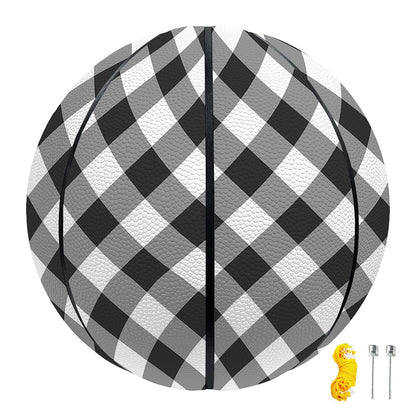 Shadow Grey And White Gingham Print Basketball