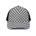 Shadow Grey And White Gingham Print Black Mesh Trucker Hat