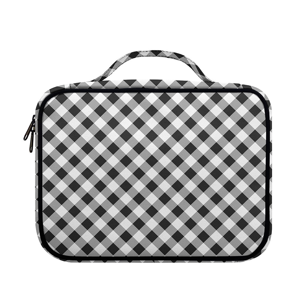 Shadow Grey And White Gingham Print Briefcase Bible Bag
