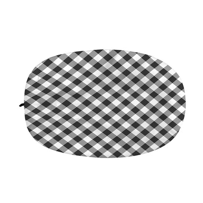 Shadow Grey And White Gingham Print Car Side Mirror Covers