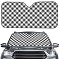 Shadow Grey And White Gingham Print Car Windshield Sun Shade