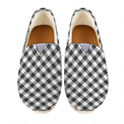 Shadow Grey And White Gingham Print Casual Shoes
