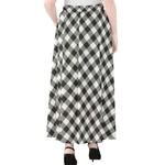 Shadow Grey And White Gingham Print Chiffon Maxi Skirt