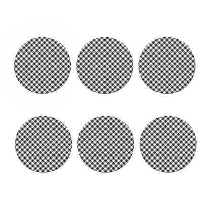 Shadow Grey And White Gingham Print Coaster Set