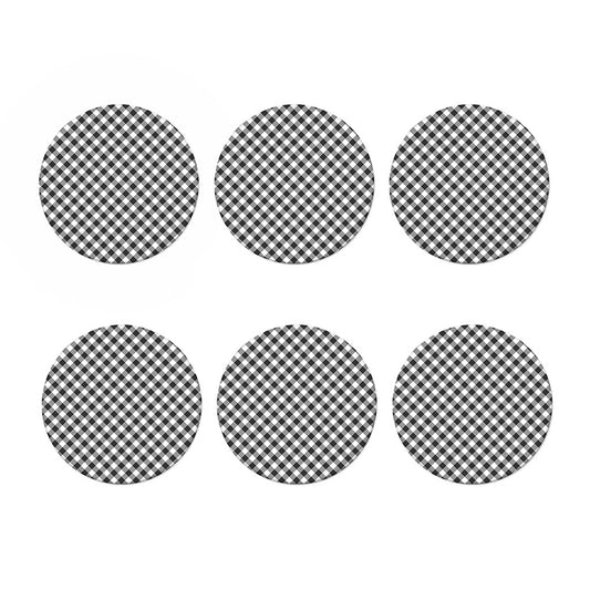 Shadow Grey And White Gingham Print Coaster Set