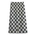Shadow Grey And White Gingham Print Cotton Front Slit Maxi Skirt