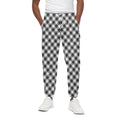 Shadow Grey And White Gingham Print Cotton Sweatpants
