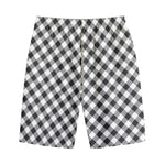 Shadow Grey And White Gingham Print Cotton Shorts