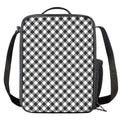Shadow Grey And White Gingham Print Crossbody Lunch Bag