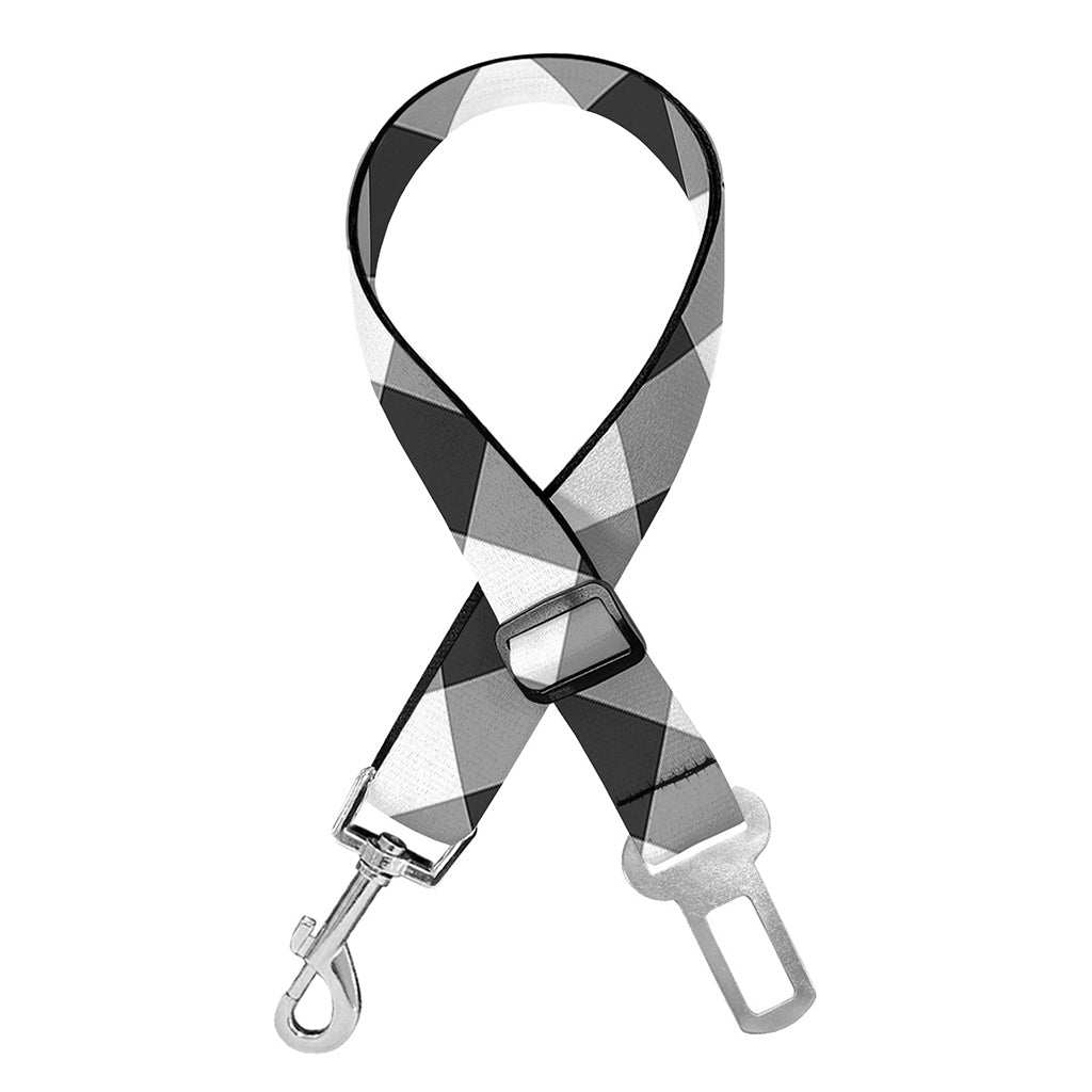Shadow Grey And White Gingham Print Dog Seat Belt