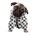 Shadow Grey And White Gingham Print Dog Zip Up Hoodie