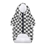 Shadow Grey And White Gingham Print Dog Zip Up Hoodie
