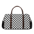 Shadow Grey And White Gingham Print Duffel Bag