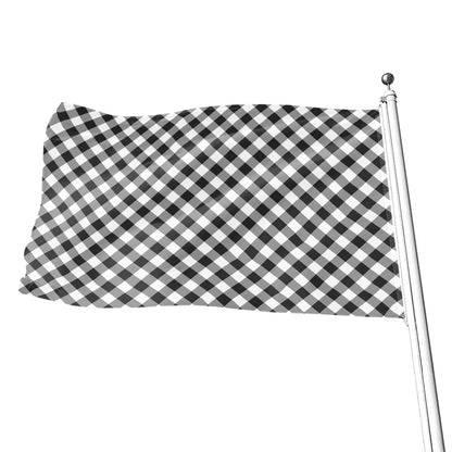 Shadow Grey And White Gingham Print Flag