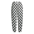 Shadow Grey And White Gingham Print Fleece Lined Knit Pants