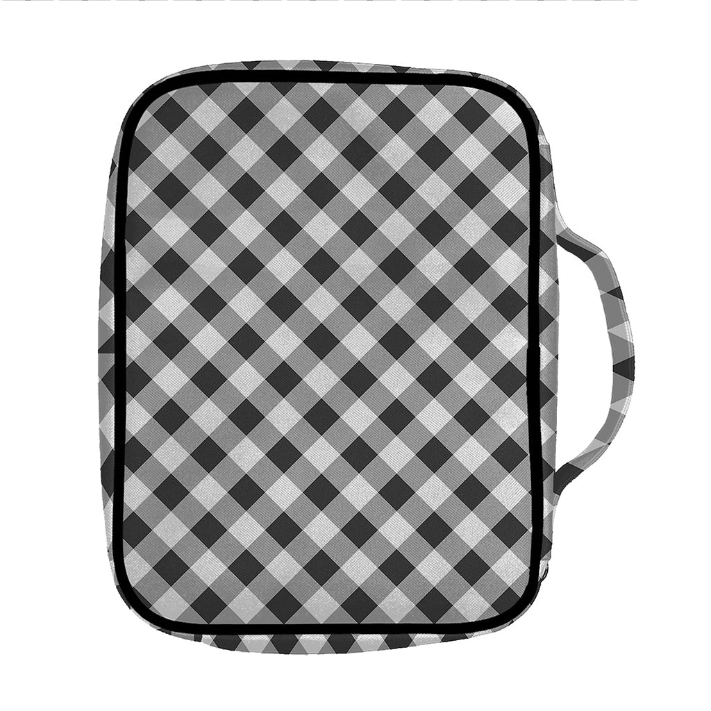 Shadow Grey And White Gingham Print Front Pocket Bible Bag