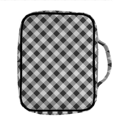 Shadow Grey And White Gingham Print Front Pocket Bible Bag