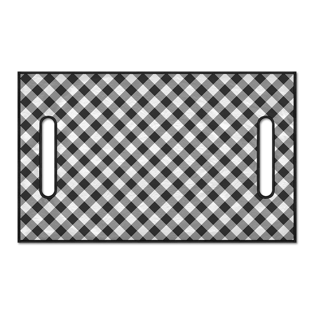 Shadow Grey And White Gingham Print Golf Cart Seat Cover