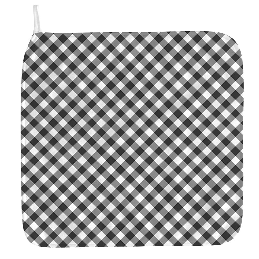 Shadow Grey And White Gingham Print Hand Towel