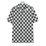 Shadow Grey And White Gingham Print Hawaiian Shirt