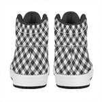 Shadow Grey And White Gingham Print High Top Leather Sneakers