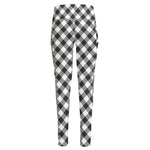 Shadow Grey And White Gingham Print High-Waisted Pocket Leggings