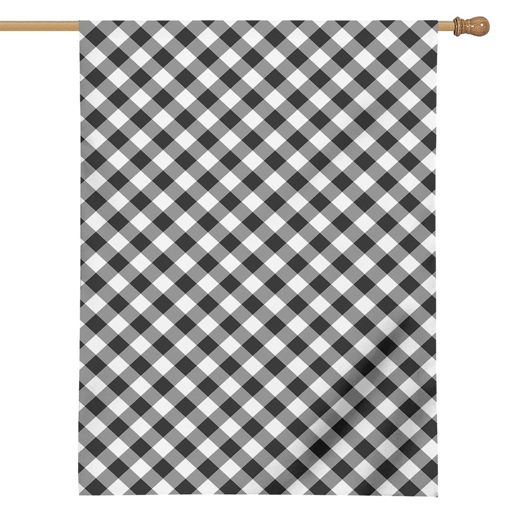 Shadow Grey And White Gingham Print House Flag
