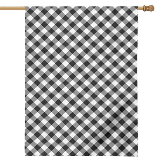 Shadow Grey And White Gingham Print House Flag