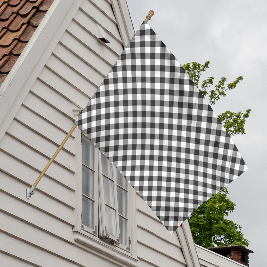 Shadow Grey And White Gingham Print House Flag