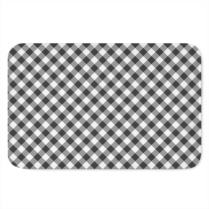 Shadow Grey And White Gingham Print Indoor Door Mat