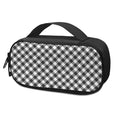 Shadow Grey And White Gingham Print Portable Cooler Travel Case