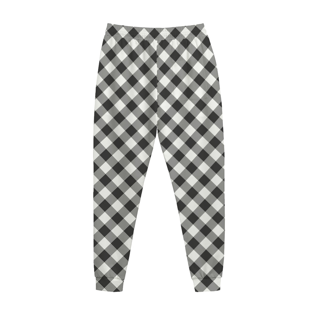 Shadow Grey And White Gingham Print Jogger Pants