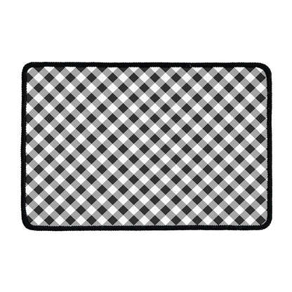 Shadow Grey And White Gingham Print Kitchen Mat