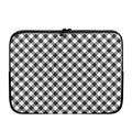 Shadow Grey And White Gingham Print Laptop Sleeve