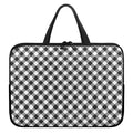 Shadow Grey And White Gingham Print Laptop Sleeve With Handle