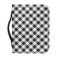 Shadow Grey And White Gingham Print Leather Bible Cover