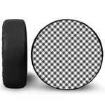 Shadow Grey And White Gingham Print Leather Spare Tire Cover