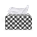 Shadow Grey And White Gingham Print Leather Tissue Box Cover